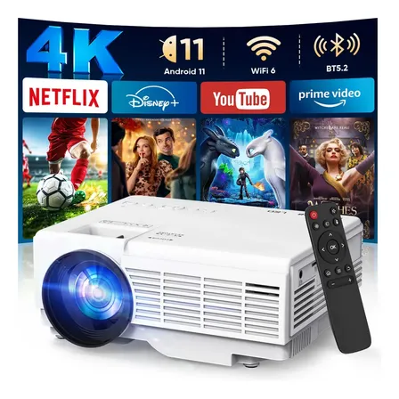 Projetor Android 4k Profissional 10000 Lm Ansi Wi-fi Full Hd 5g Bluetooth Portátil Hdmi Usb Tf Branco 127/220v