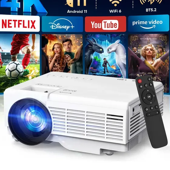 Projetor Android 4k Profissional 10000 Lm Ansi Wi-fi Full Hd 5g Bluetooth Portátil HDMI USB TF