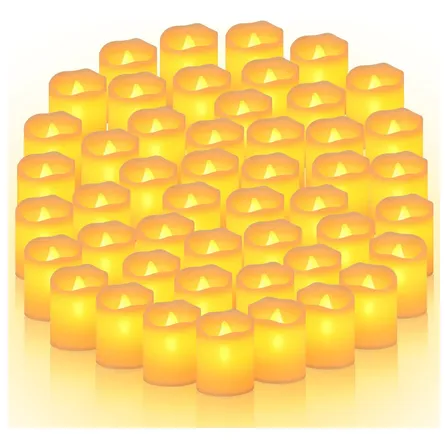 Halloween 48pz Té Luz De Led Flama Realista Batería Incluida Blanco Velas De Té De Luz Led