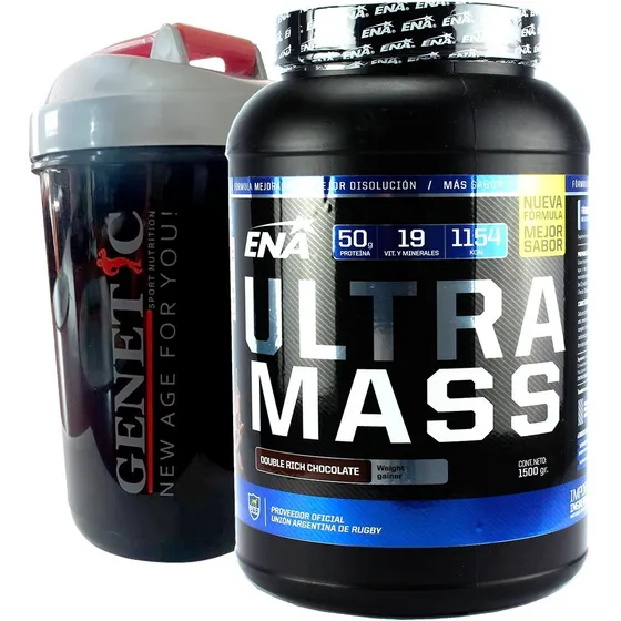 Ganador De Peso Ultra Mass 1.5 Kilos + Vaso Shakers Genetic