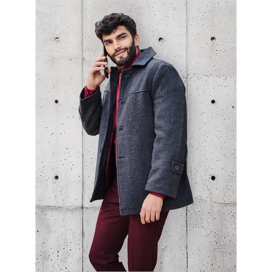 Saco Gaban. Hombres. Doble Paño Velour Forrado. Abrigo.