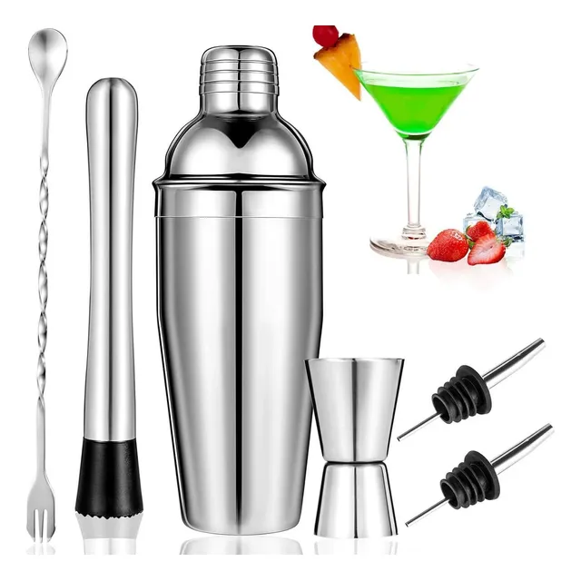 6pzs Shaker Coctelera Mixología Cocktail Acero Inoxidable