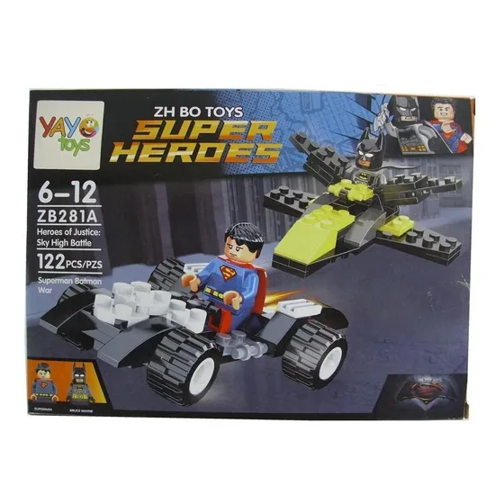 Armable Cuatri Moto Superman Batí Avión Batman 122 Piezas 