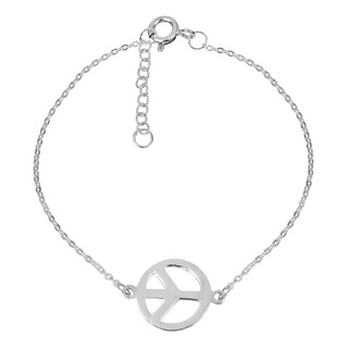 Aeravida Pulsera De Plata .925 Hippie Con Signo De La Paz In Aeravida Pulsera De Plata .925 Hippie Con Signo De La Paz In