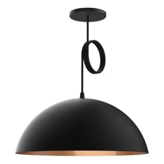 Lampara Colgante Campana Ferrolux 30 Cm Color Negro Y Cobre