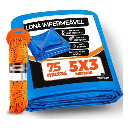 Lona Grossa Impermeável Resistente 5x3 + Corda Multiuso