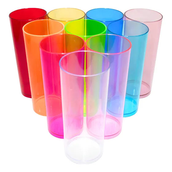 30 Copos Long Drink Acrílico Coloridos 330ml Festas Coquetel