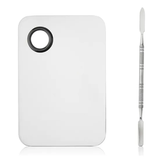 Placa E Espátula De Inox Para Misturar Base De Maquiagem
