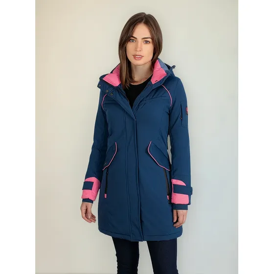 Chamarra Mujer Greenlander Pol8874 Larga Gorro Desmontable