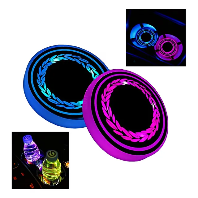 Portavasos Led Carro Redondos 2 Unid Auto Recargables Usb