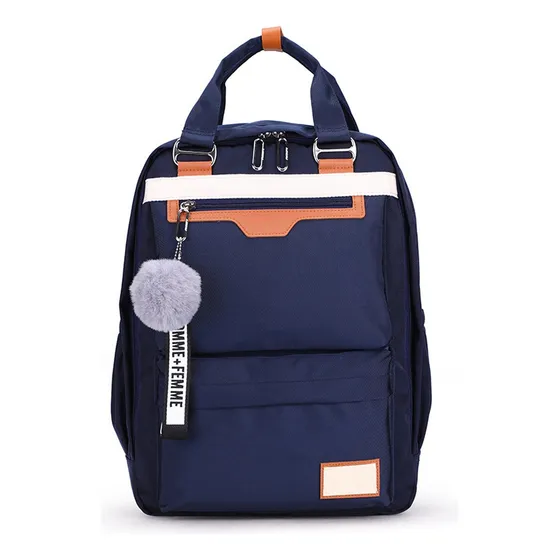 Mochila Escolar Viagem Notebook Com Chaveiro Feminina Nota Cor Azul Desenho Do Tecido Lisa