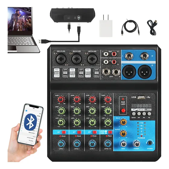 Console Mesa Som Profissional 5 Canais Computador Gravação