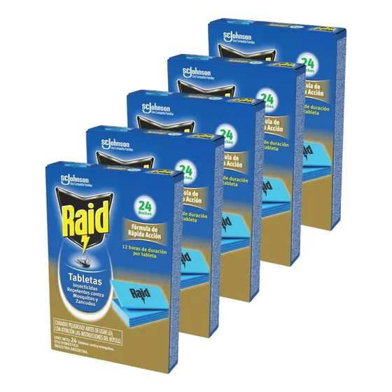 Tabletas Raid 5 X 24 Mosquitos Zancudos Rápida Acción Full
