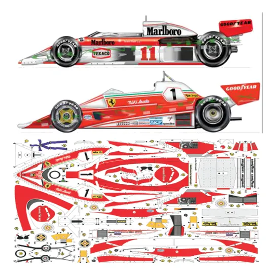 Auto F1 Niki Lauda + Hunt (x13) 1:24 / Papercraft (x Mail)