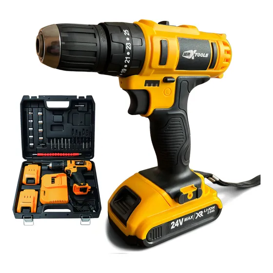 Taladro Atornillador Inalámbrico 10mm Maxtools MT-TOTAINH 24v 23nm 27 Accesorios
