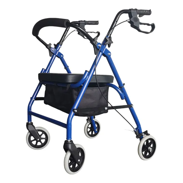 Andador burrito ortopedico plegable 4 Ruedas bolso y asiento color azul OneDer