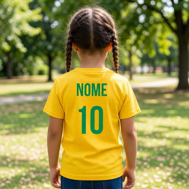 Camiseta Infantil Brasil Copa Seleção Personalizada Nome/ N° Camiseta Infantil Brasil Copa Seleção Personalizada Nome/ N°