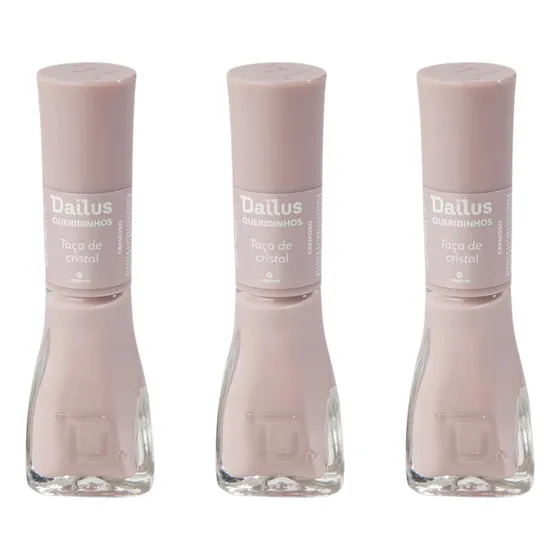 Kit 3 Esmalte Dailus Queridinho Taça De Cristal Nude Cremoso