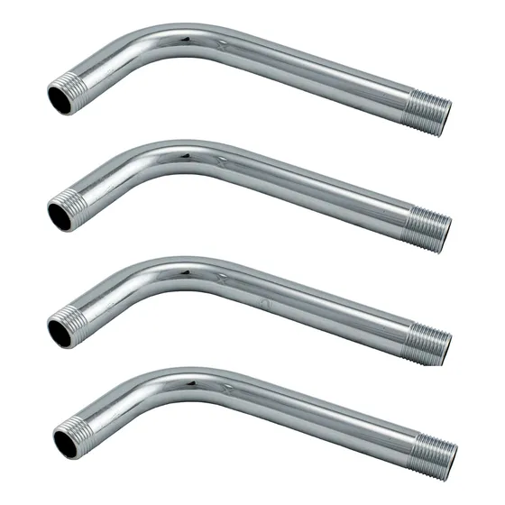 Kit 4 Braço Redondo Curto P/ Chuveiro Ducha 23cm Inox Lusafl