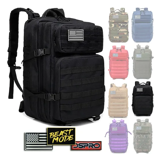 Bolso Morral Táctico 45 L Importado Resistente Con Parche