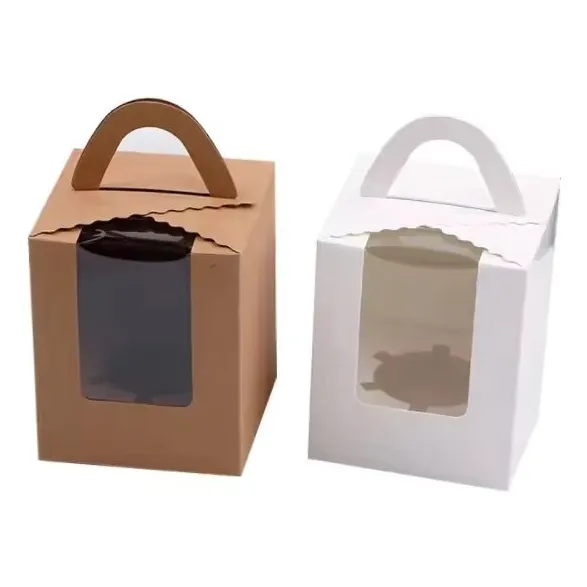 Caja Kraft Con Visor Pasteleria Tunas Merceria X 10 Unidades