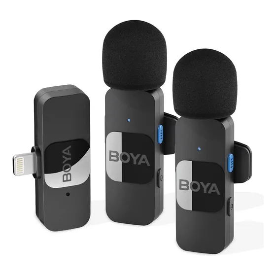Sistema Microfone Sem Fio Boya By-v2 P/ios 2.4g Lapela Preto