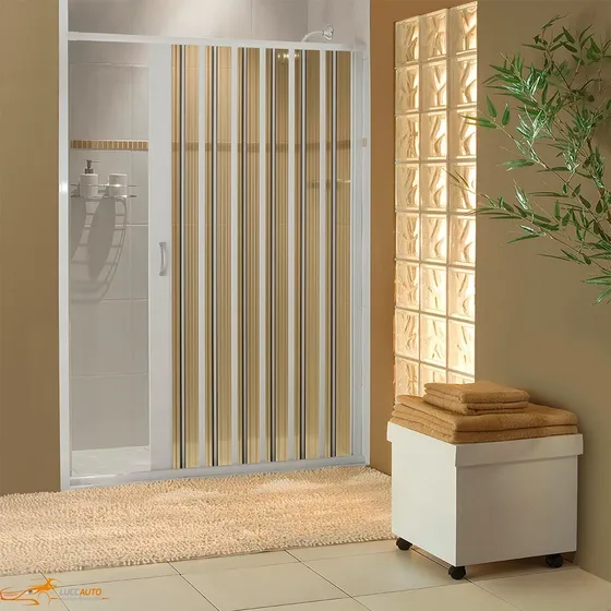 Box Sanfonado Para Banheiro Em Pvc Branco 1,00 X 1,85