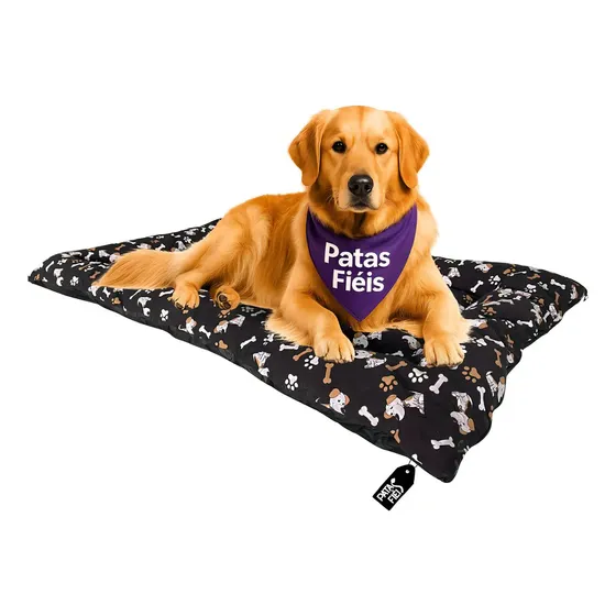 Colchonete Cachorro GG 120x80 Lavável Preto - Patas Fiéis