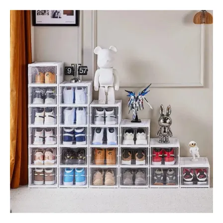 Organizador Caixas Sapatos Vertical Dobrável 6 Andares Luxo Branco