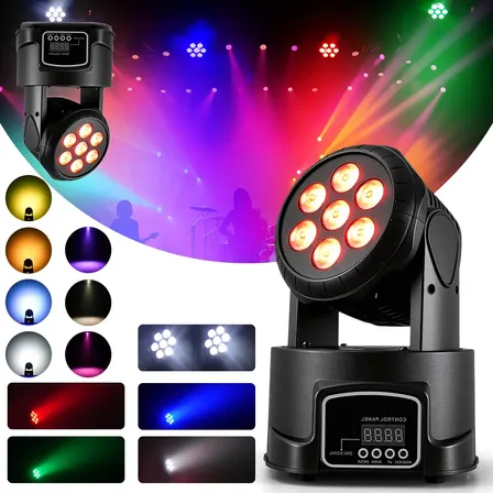 Mini Moving Head Wash 7 Led 12w Quadriled Rgbw Dmx Festa Dj 100-240v