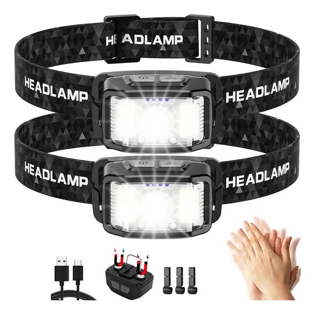 Linterna Led De Cabeza Recargable Minera 1500 Lumen Sensor