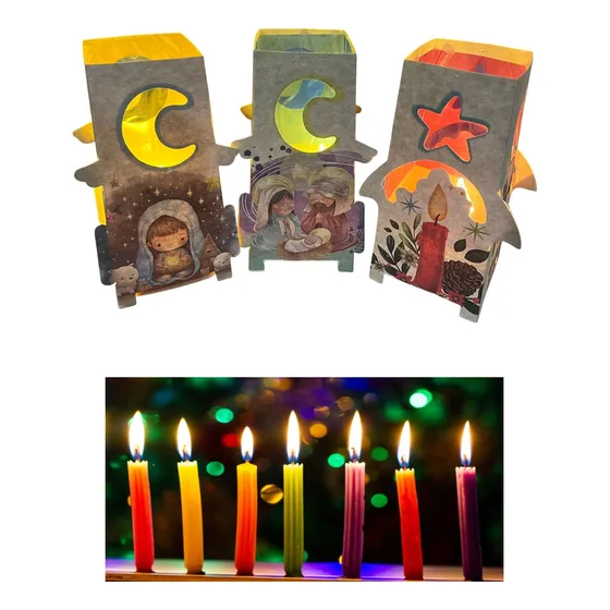 Farol Colgante Diseños Navideñ, Dia De Velitas Pack X10