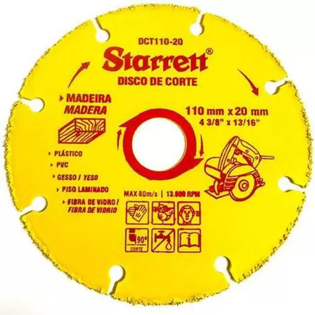 Disco De Corte Para Madeira Em Tungstênio 110x20 Mm Starrett Disco De Corte Para Madeira Em Tungstênio 110x20 Mm Starrett