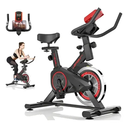Bicicleta Ergométrica Fitness Para Spinning Mecanica Preto E Vermelho Bateria