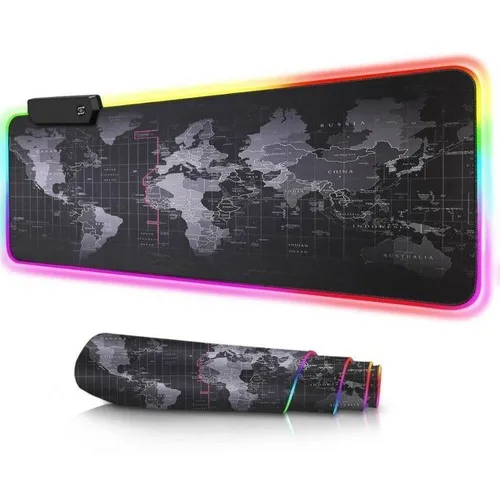 Alfombrilla De Ratón Gamer Con Gran Luz Led Rgb Con Mapa Del Mundo, 80 X 30