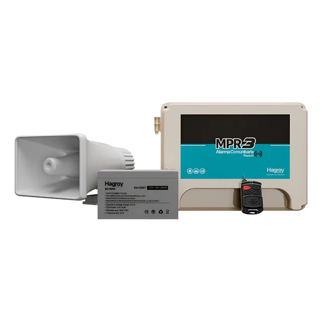 Kit Alarma Comunitaria Hagroy Mpr3 Sirena30w Bateria 12v 4a