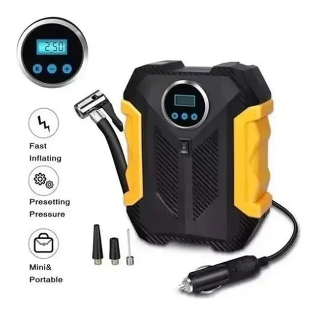 Compresor De Aire Calgary 12v Para Vehículos Neumaticos Etc Color Negro/Amarillo