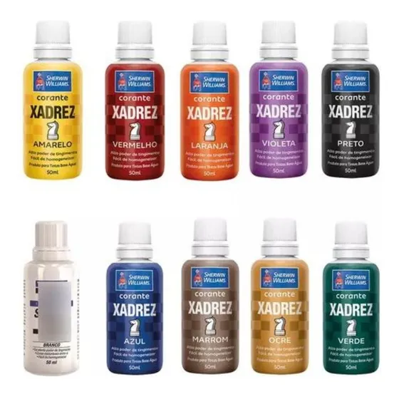 Kit C/3 Corantes Para Tintas Pigmento Cores Parede Xadrez