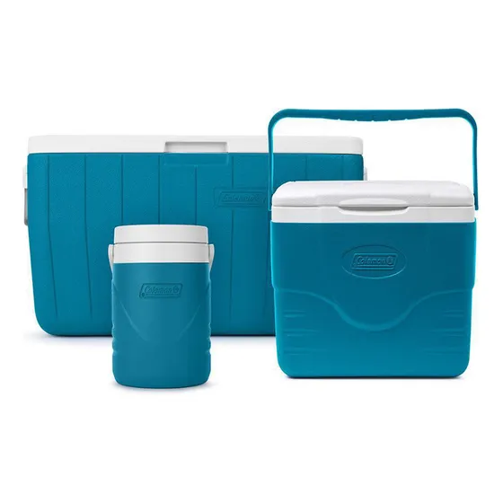 Combo Cooler Coleman 2199113 Hieleras 48qt, 9qt Y 1gal, Azul/blanco Color Azul Acero