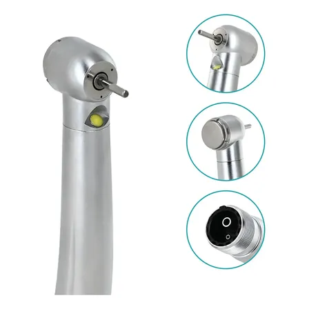 Caneta Alta Rotação Com Led Rolamento Cerâmico Triplo Spray Cinza