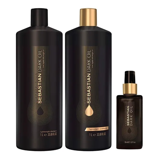 Shampoo + Acondic + Serum Dark Oil Brillo 1000ml Sebastian