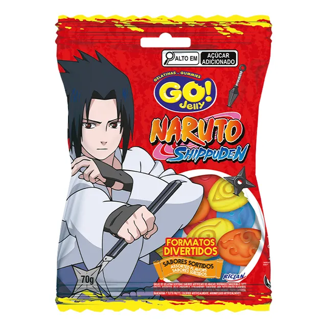 Bala Gelatina Go Jelly Do Naruto Sasuke 70g Sabores Sortidos