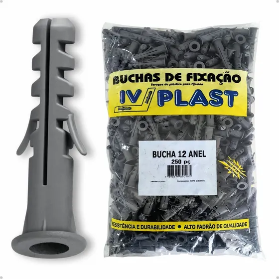 Bucha Ivplast 12mm C/aba Anel Sem Parafuso Pacote 250 Peças