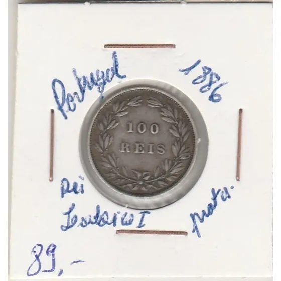 Portugal, 100 Reis De Prata De 1886