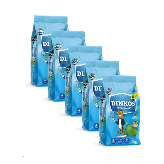 Kit 5 Areia Gato Dinkos Premium Grãos Finos Aglomerante Pet