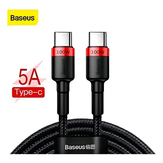 Cable Reforzado Baseus Carga Rápida Uso Rudo Usb C 100w 2 Metros para Samsung Huawei, Xiaomi ,Iphone 15, Macbook Pro, Poco | Cuotas sin interés