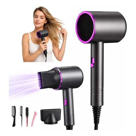 Secador De Cabelo Profissional Íon Secagem Rápida Cinza Cinza 110v