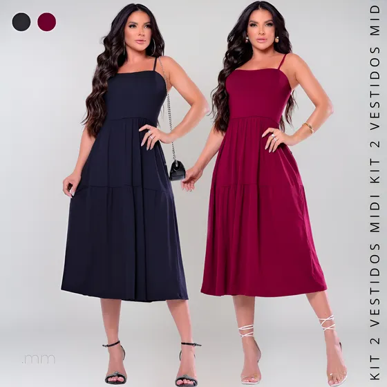 Kit 2 Vestido Midi Gravida Amamentação Verão Confortável
