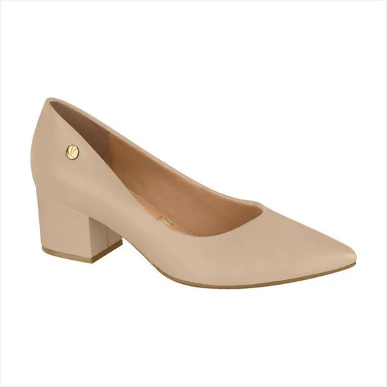 Sapato Vizzano Scarpin Bico Fino Salto Bloco Baixo Conforto