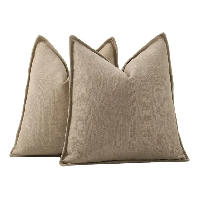 2 Fundas De Cojín Decorativas De Pana De Estilo Bohemio 45cm Caqui Pana